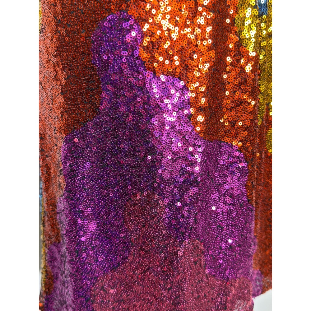 Hutch Sequin Mini Dress Sz M (Fits 6-8) Multicolor Colorblock Mock Neck - Picture 4 of 6